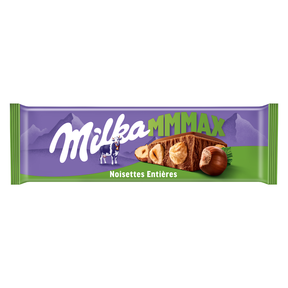 Chocolat au lait et aux noisettes entières Mmmax MILKA - Tablette de 270g