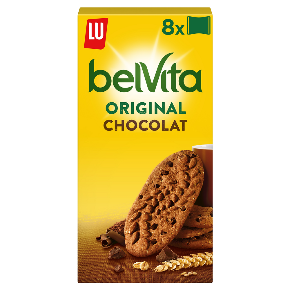 Biscuits petit déjeuner chocolat et céréales Belvita LU, 400g