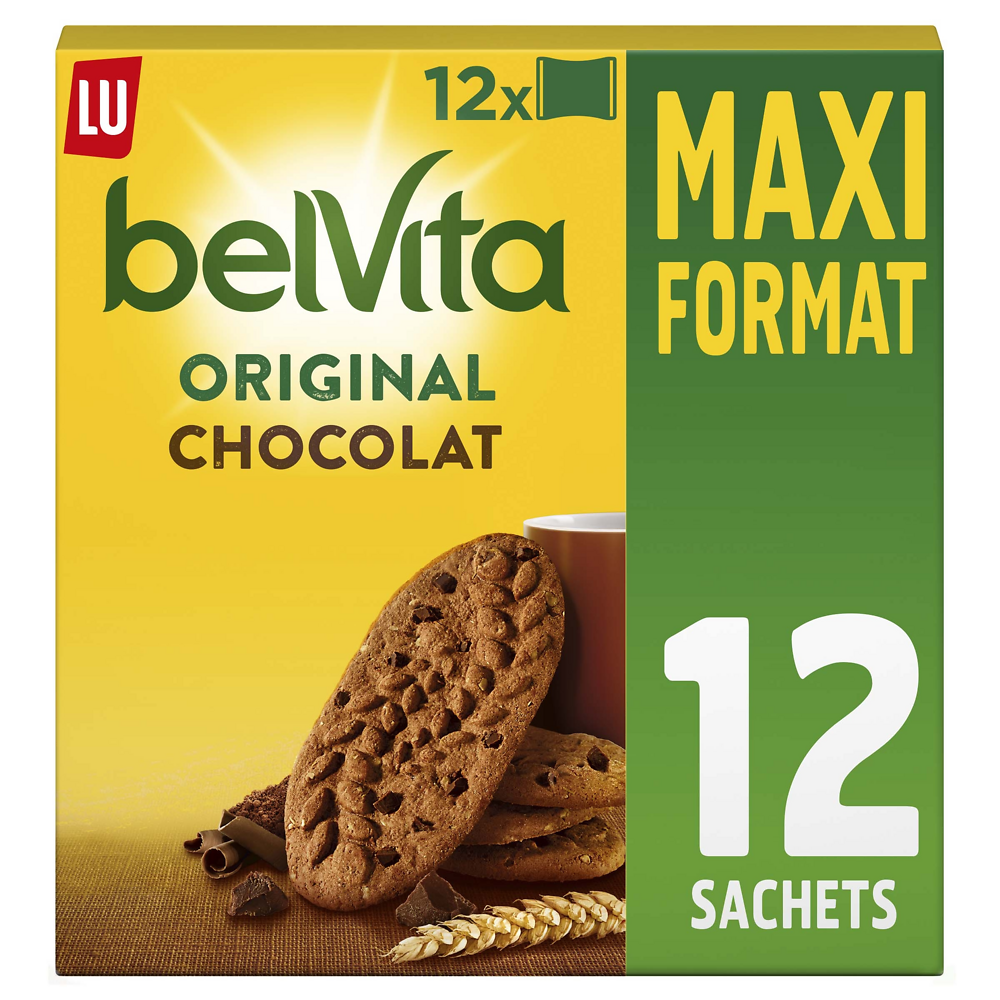 Biscuits petit déjeuner au chocolat et céréales Belvita LU - Paquet de600g