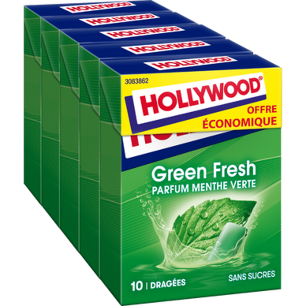 Chewing-gum Greenfresh sans sucres HOLLYWOOD, x5