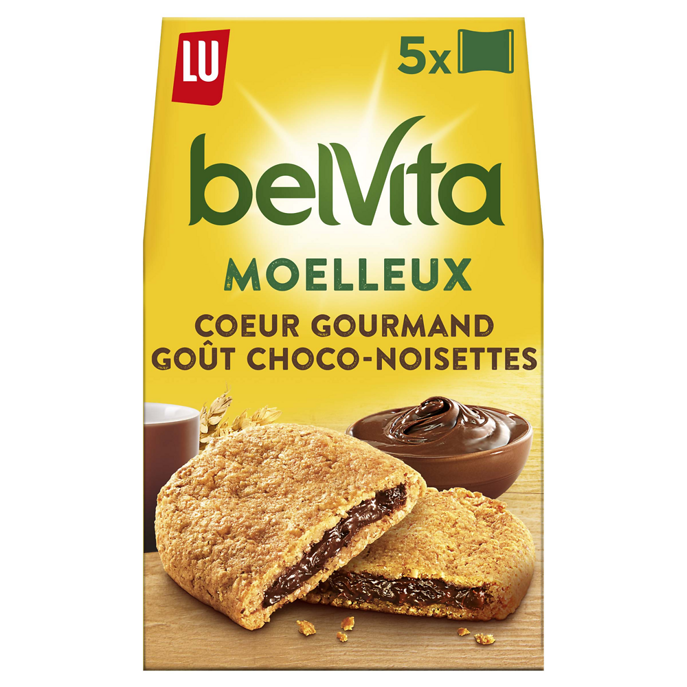 Biscuits moelleux goût choco noisette Belvita LU, paquet de 250g