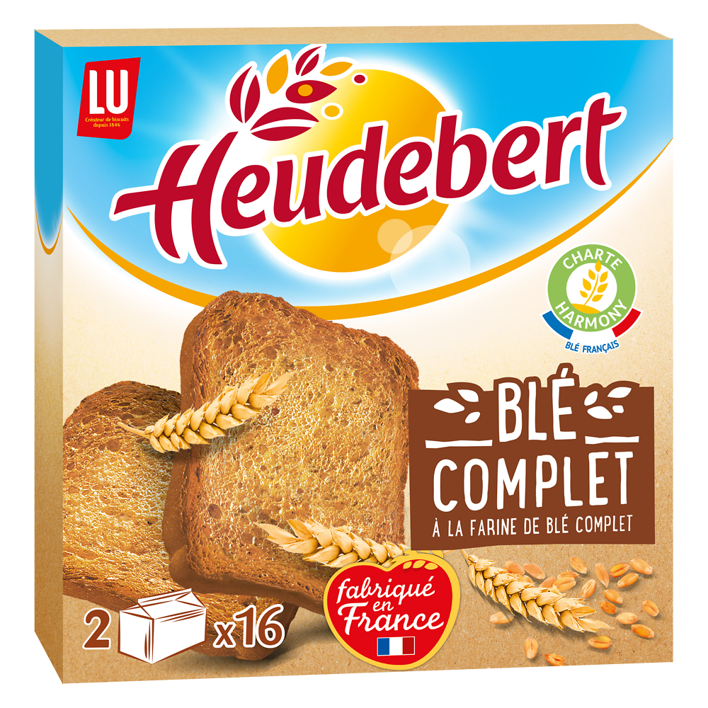 Biscottes Blé complet HEUDEBERT - Paquet de 32 tranches - 280g