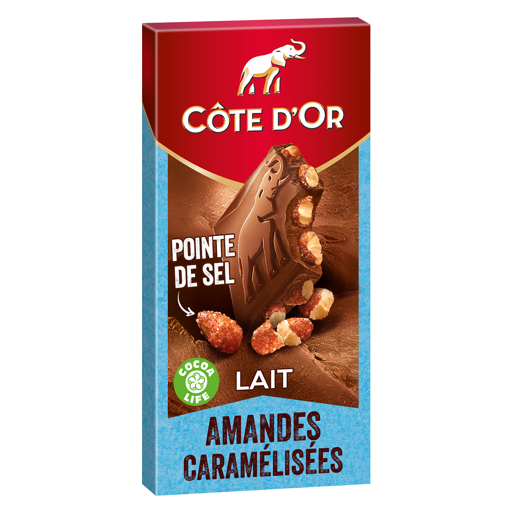 Chocolat au lait amandes caramélisées COTE D'OR - Tablette de 180g