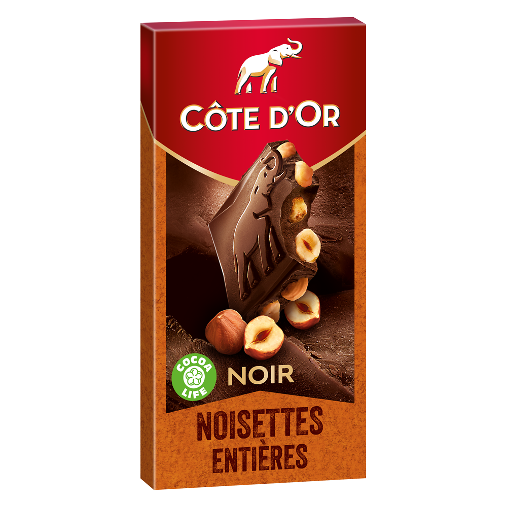 Chocolat noir noisettes entières COTE D'OR - Tablette de 180g