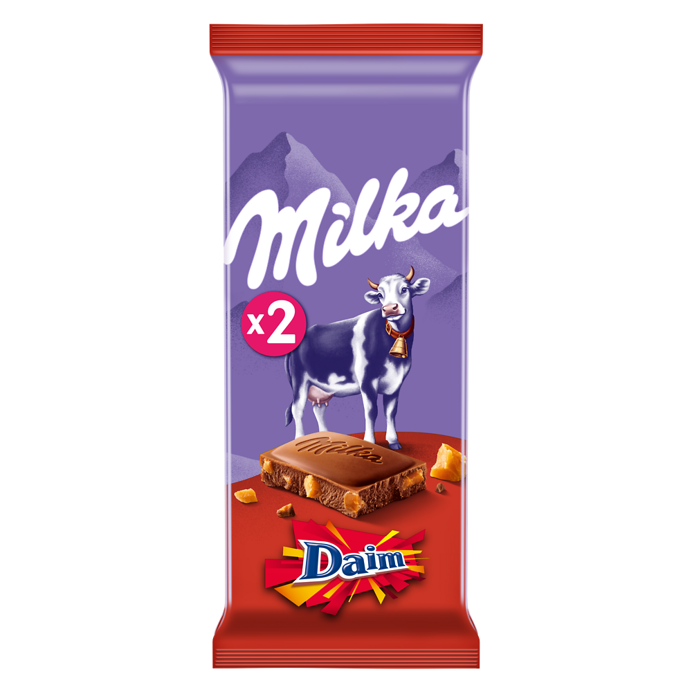 Chocolat au lait aux éclats de caramel Daim MILKA - 2 tablettes de 100g