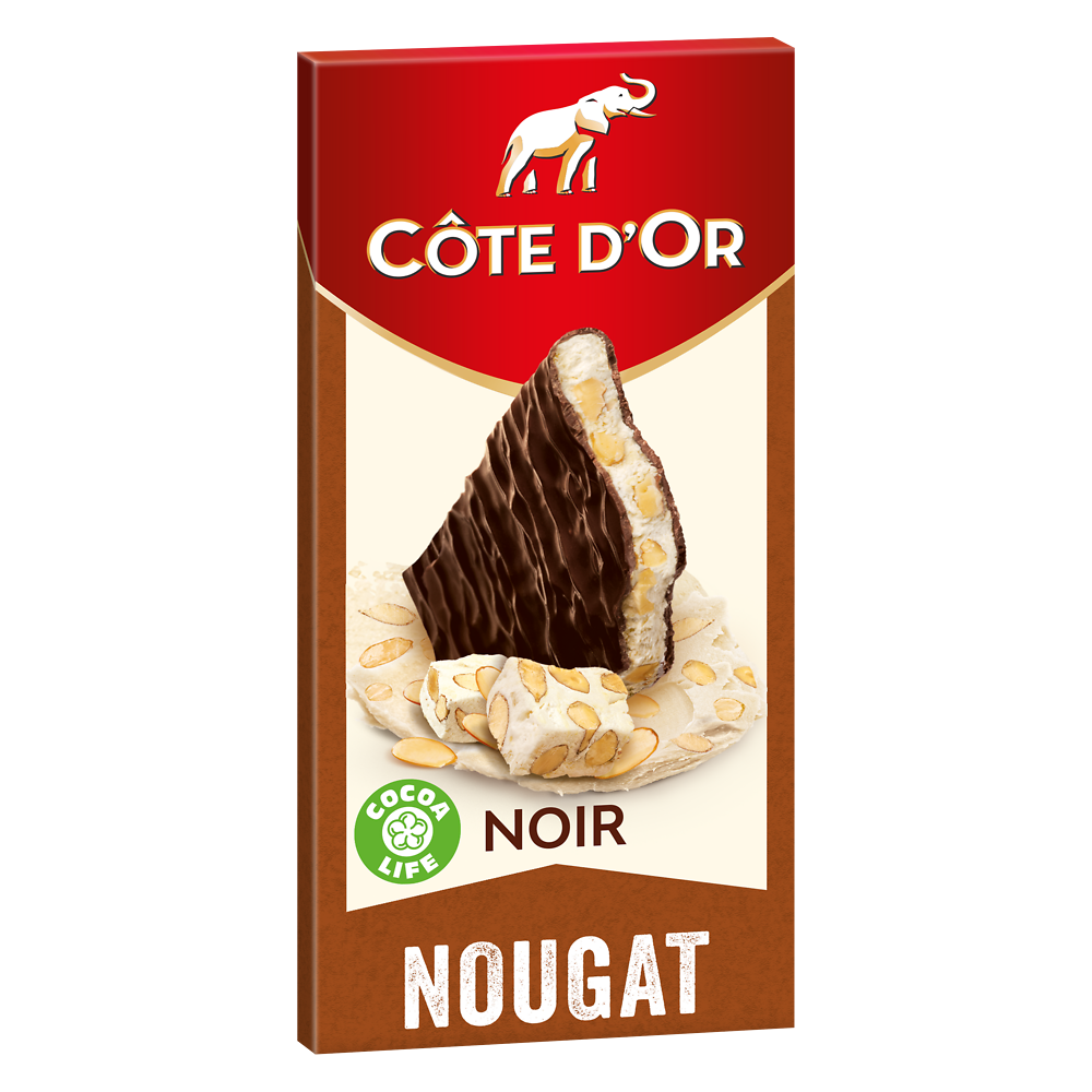 Chocolat noir fourré au nougat COTE D'OR - Tablette de 130g