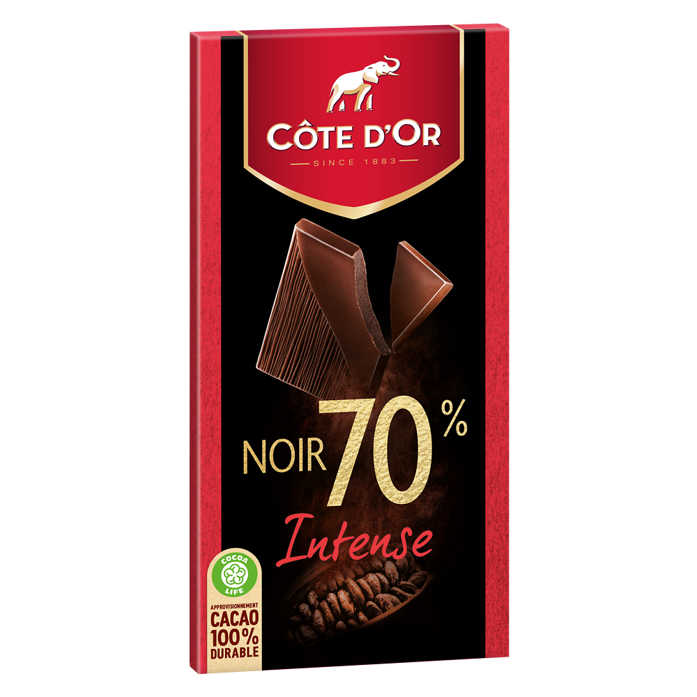 Chocolat noir intense dégustation 70% de cacao COTE D'OR - Tablette de100g