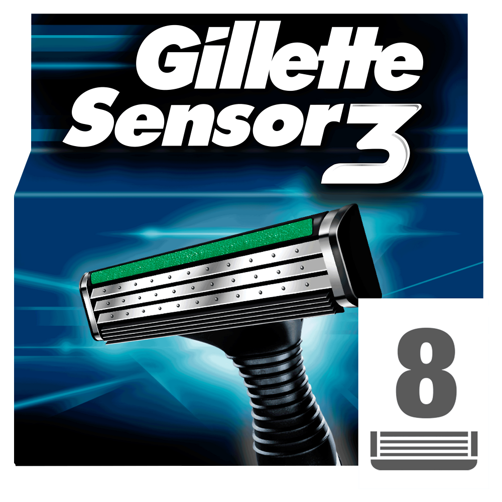 Lames pour rasoir masculin Sensor 3 Systeme GILLETTE, x8