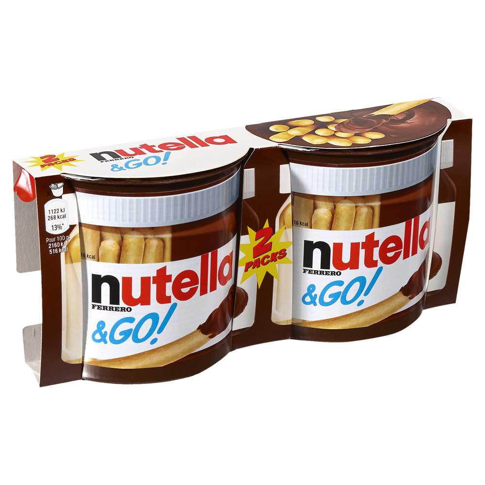 Bâtonnets aux céréales et pâte à tartiner NUTELLA & Go, 2x52g