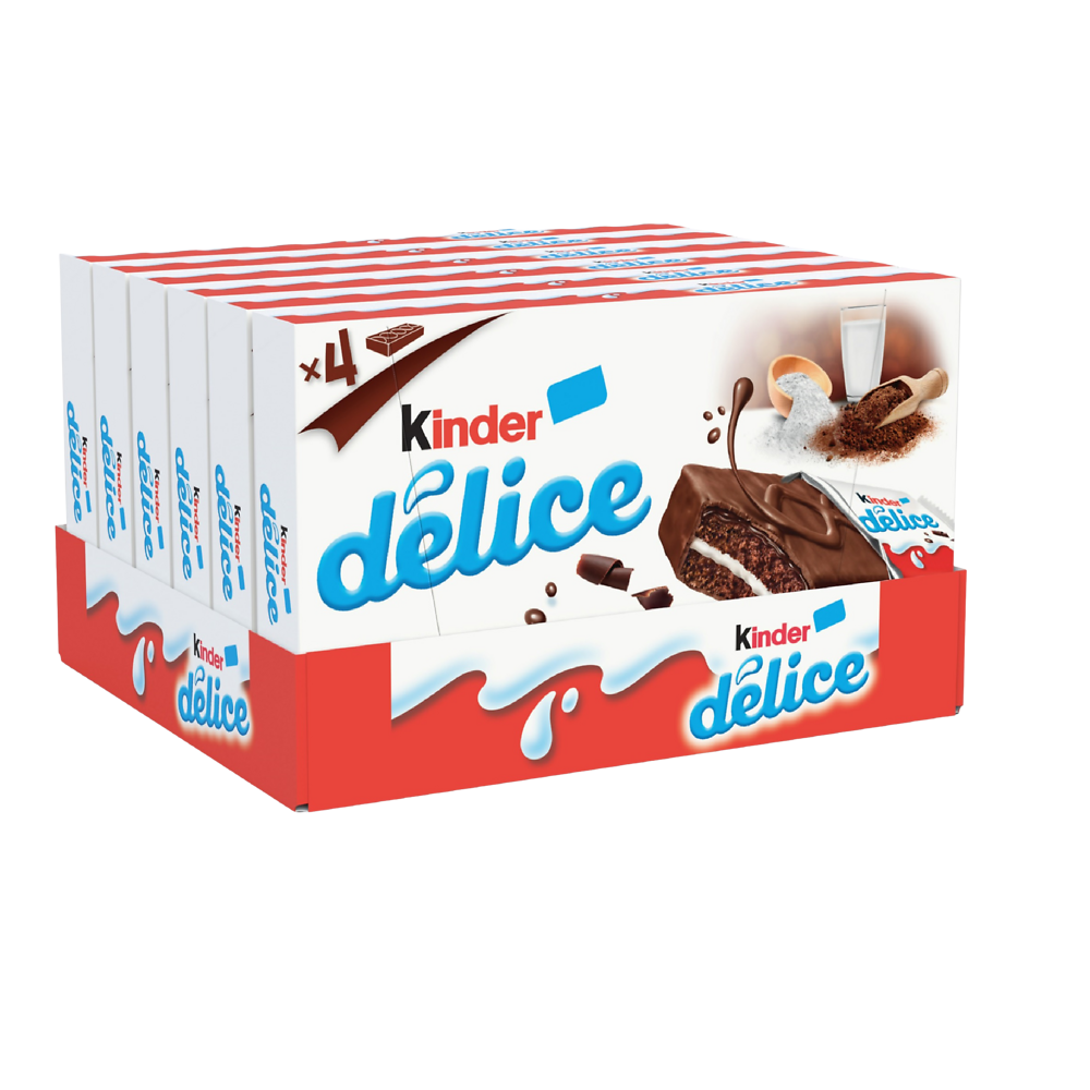 Petits gâteau enrobés cacao KINDER Délice, T4, 156g