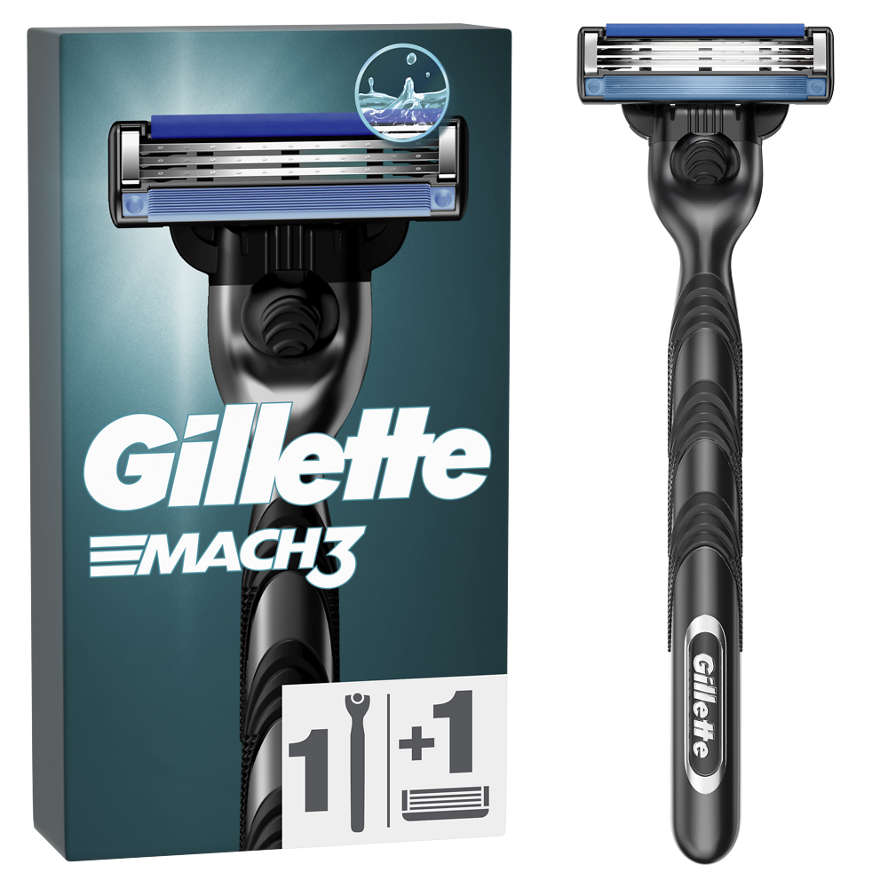 Gillette Mach3 Base Rasoir 1UP H+1 Recharge