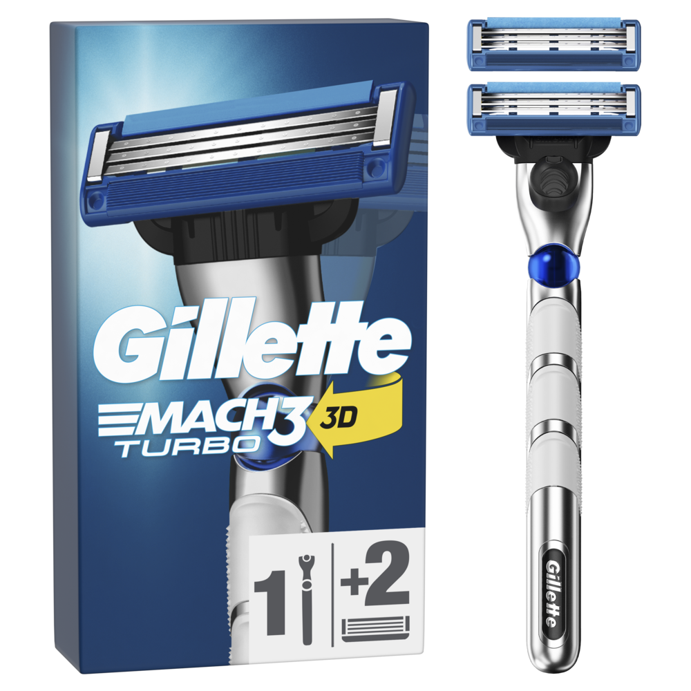 Rasoir pour homme mach3 turbo GILLETTE x1manche +2recharges de lames