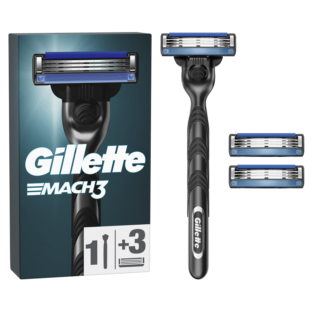 Rasoir pour homme Mach3 GILLETTE x1 manche + 3 recharges de lames