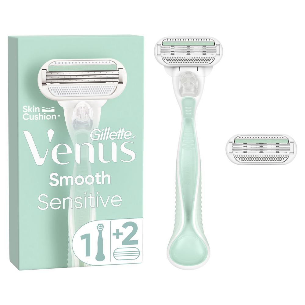 Gillette Venus Smooth Sensitive, Pour Femme, 1 Manche, 2 Recharges