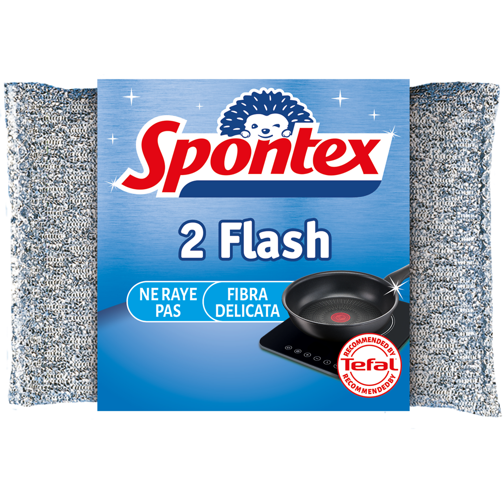 Éponge grattante à vaisselle non rayante Flash SPONTEX, 2 unités