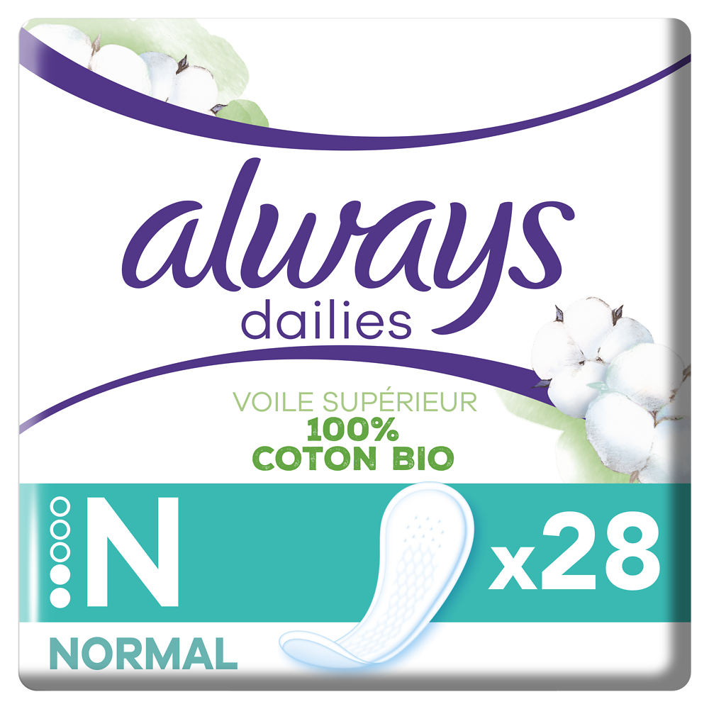 Protège slips coton organic normal ALWAYS, x28