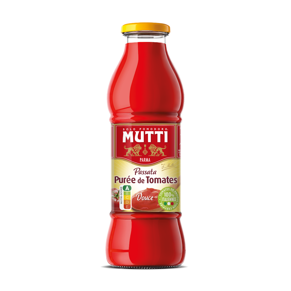 Purée de tomates nature MUTTI, bouteille en verre de 700g