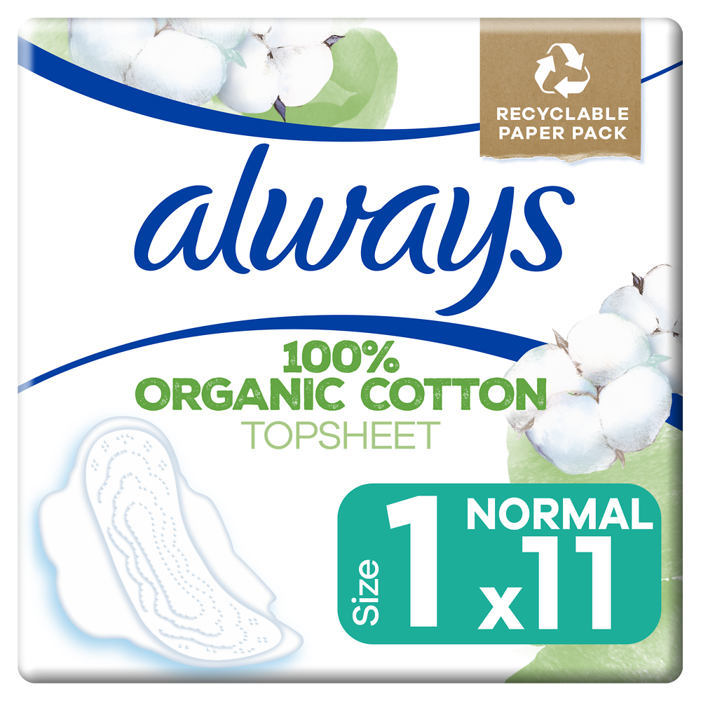 Serviettes protection hygiéniques ailettes normal+ ALWAYS COTTON x11