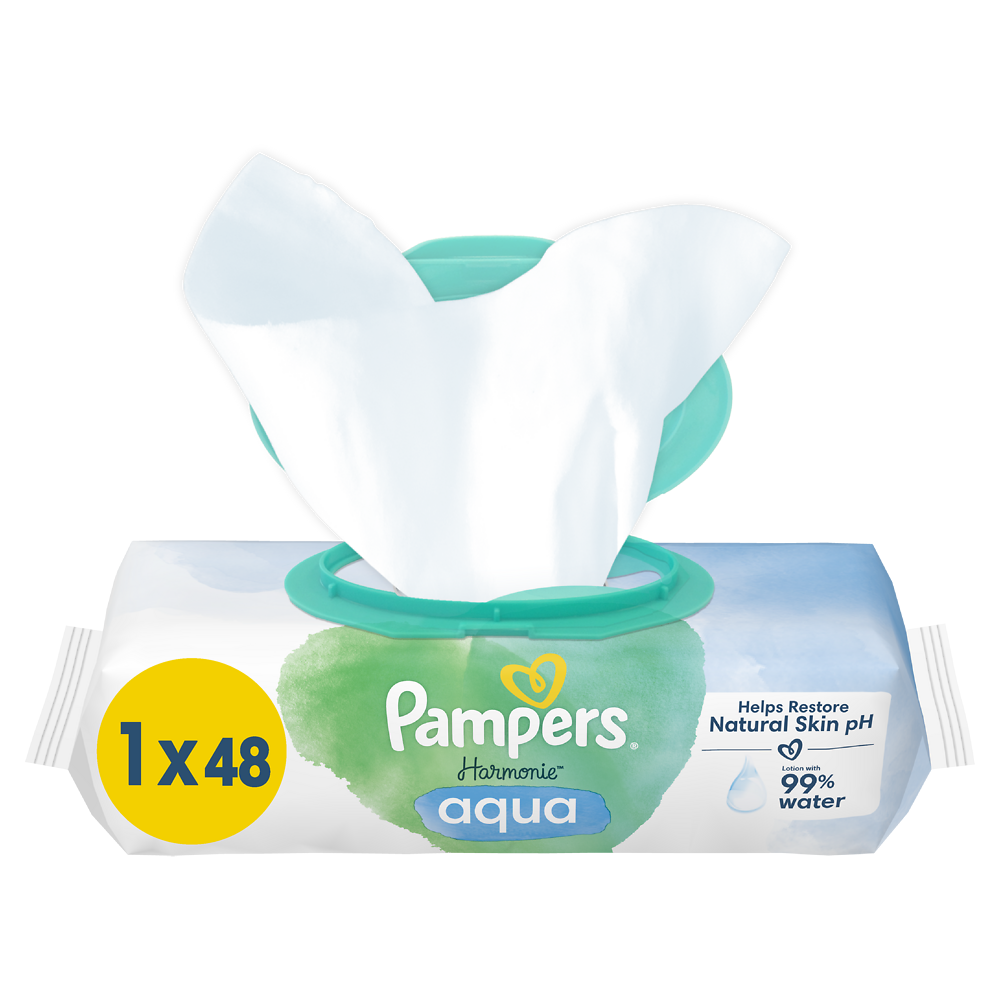 Lingettes 0% harmonie pour bébé PAMPERS paquet X48