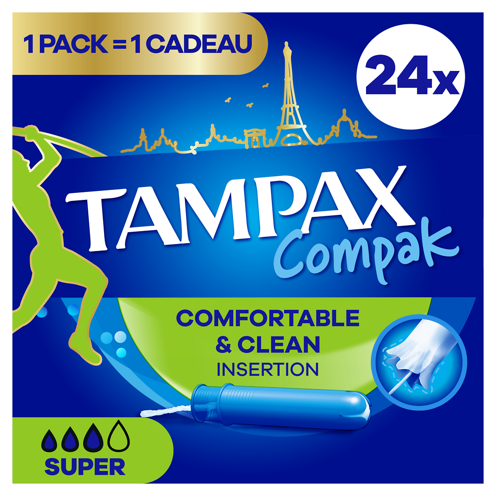 Tampons super avec applicateur TAMPAX COMPAK x24