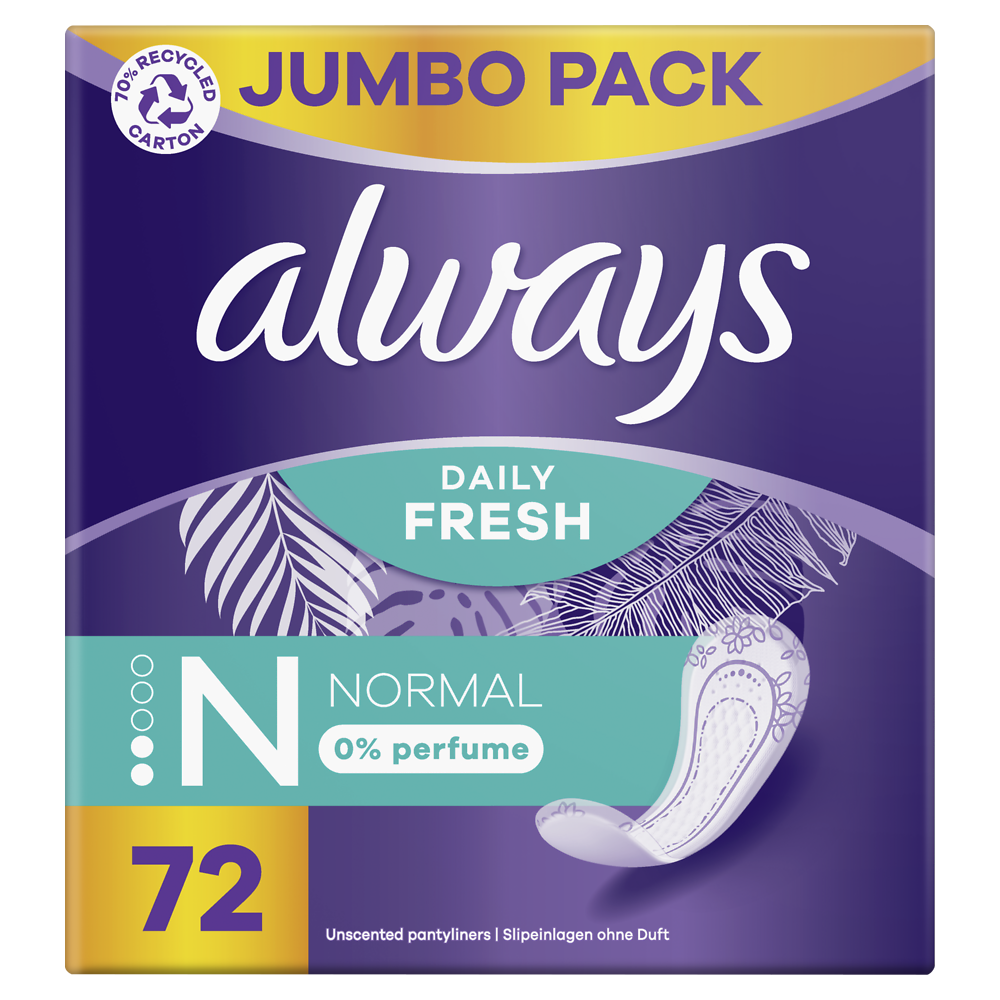 Protège-slips fresh normal 0% parfum ALWAYS DAILY TAMPAX x72