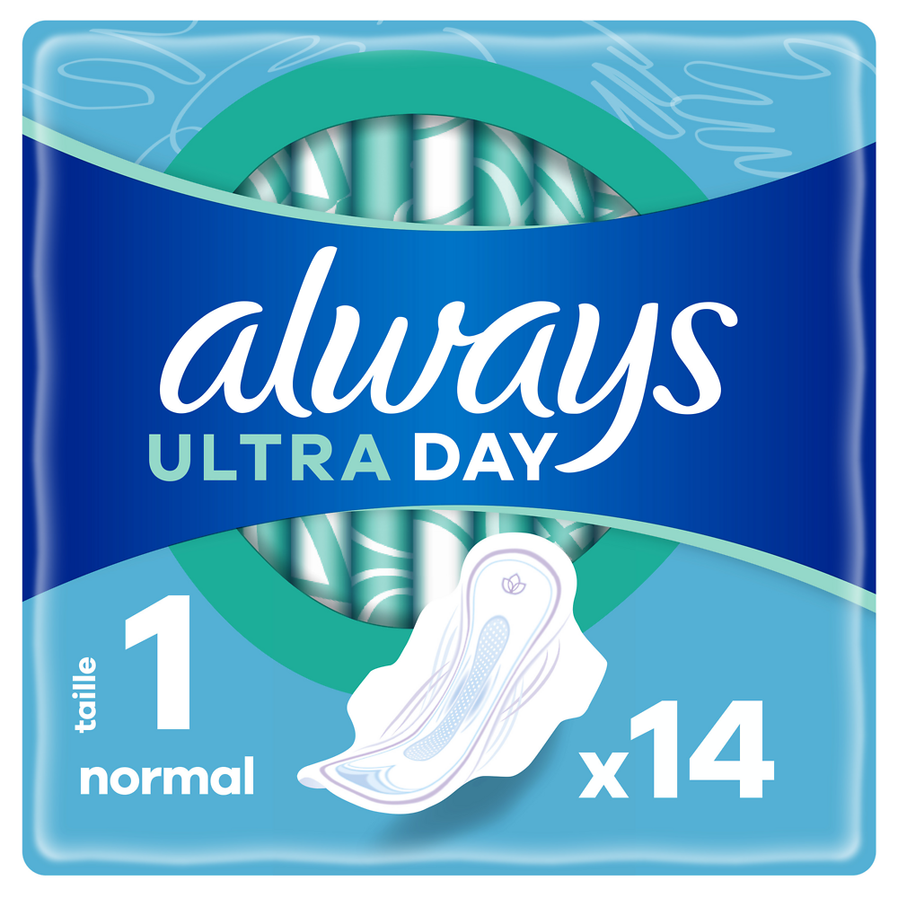 Serviettes hygiéniques ultra normal taille 1 avec ailettes ALWAYS x14