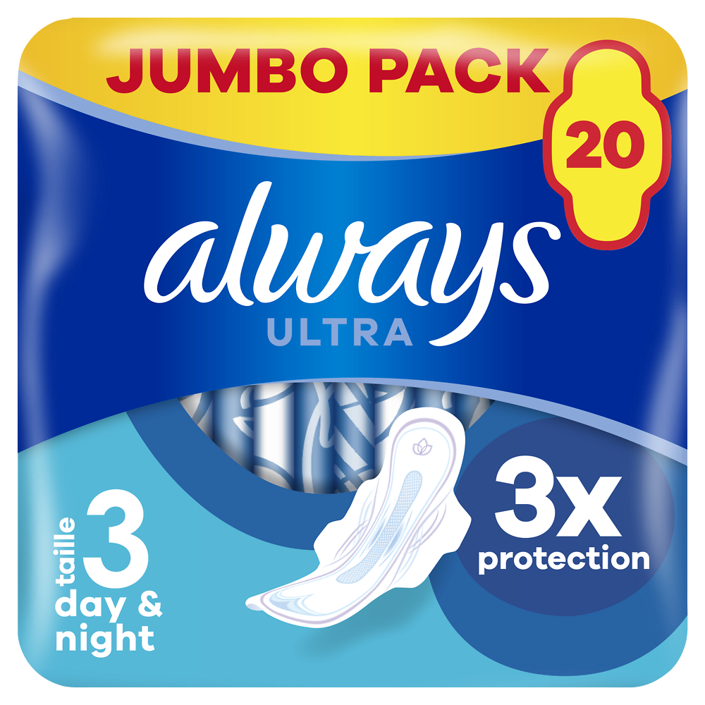 Serviettes day & night taille 3 ailettes ALWAYS ULTRA TAMPAX x20