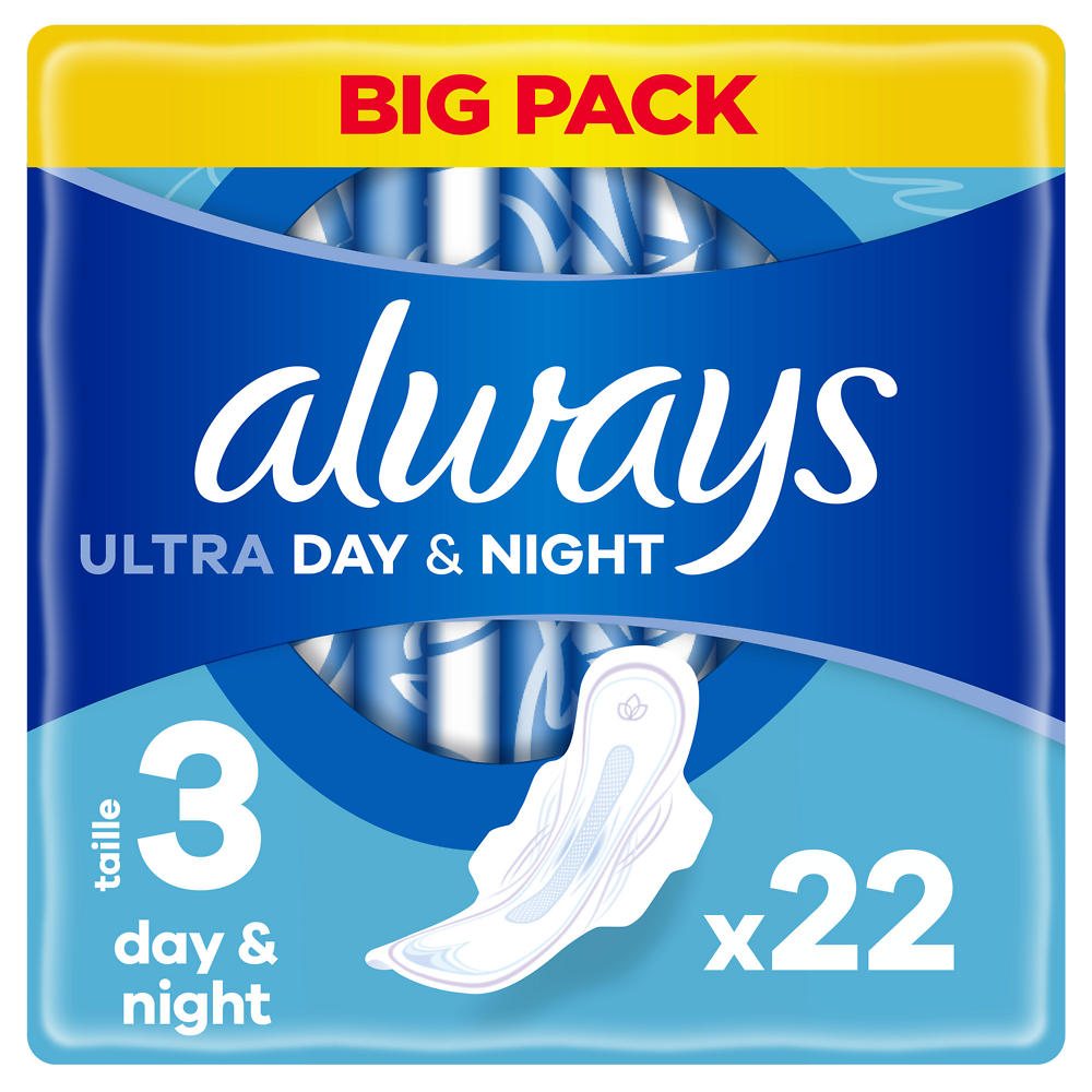 Serviette ultra nuit ALWAYS taille 3 ailettes x22