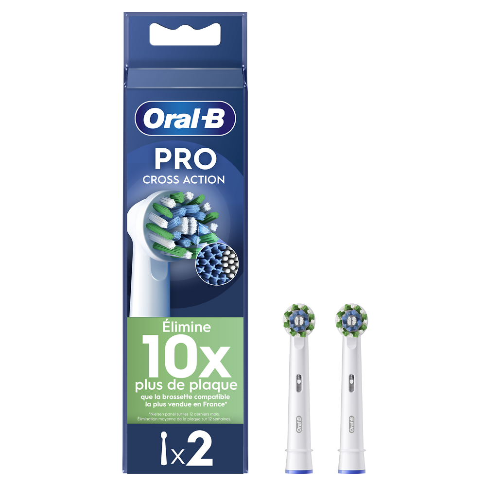 Brossettes cross action pour brosses à dents ORAL-B 2Unités