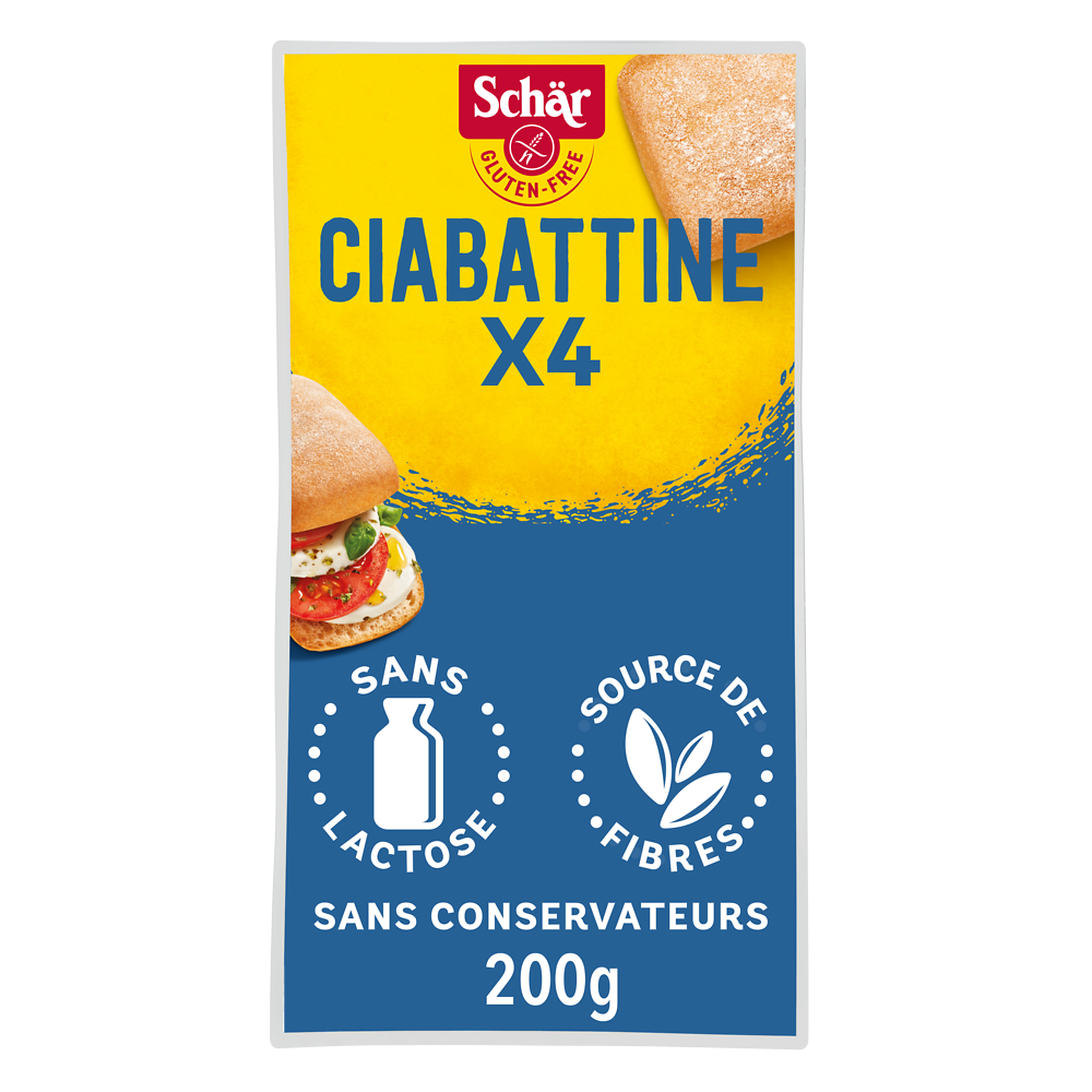 Ciabatta petits pavés précuits sans gluten DR SCHAR étui de 2 soit 200g