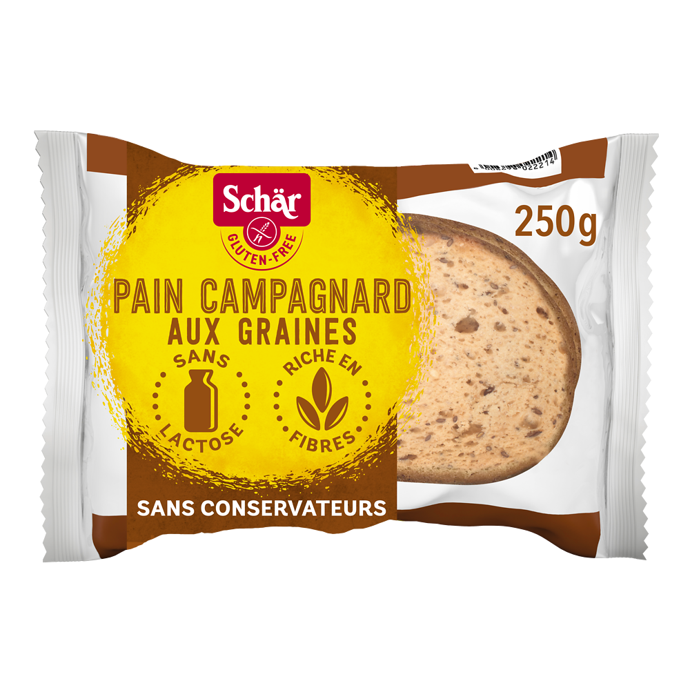 Pain campagnard aux graines sans gluten DR SCHÄR, 250g