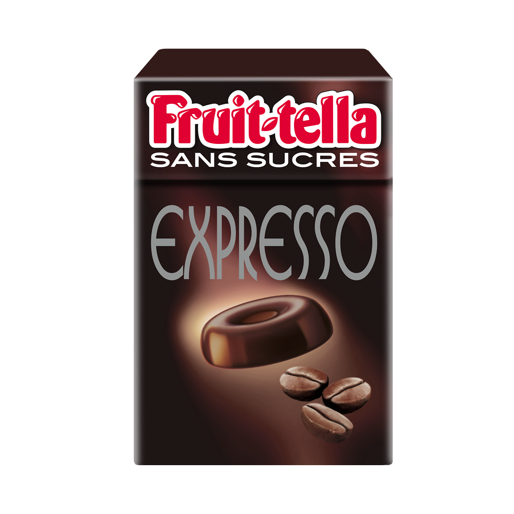 Bonbons sans sucre goût expresso FRUIT-TELLA, boîte de 49g