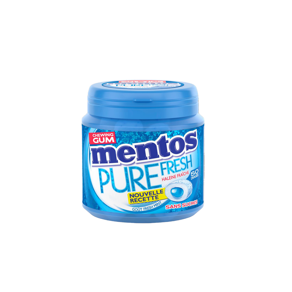 Chewing-gum Pure Fresh Mint s/sucres MENTOS, 50 dragées 100g