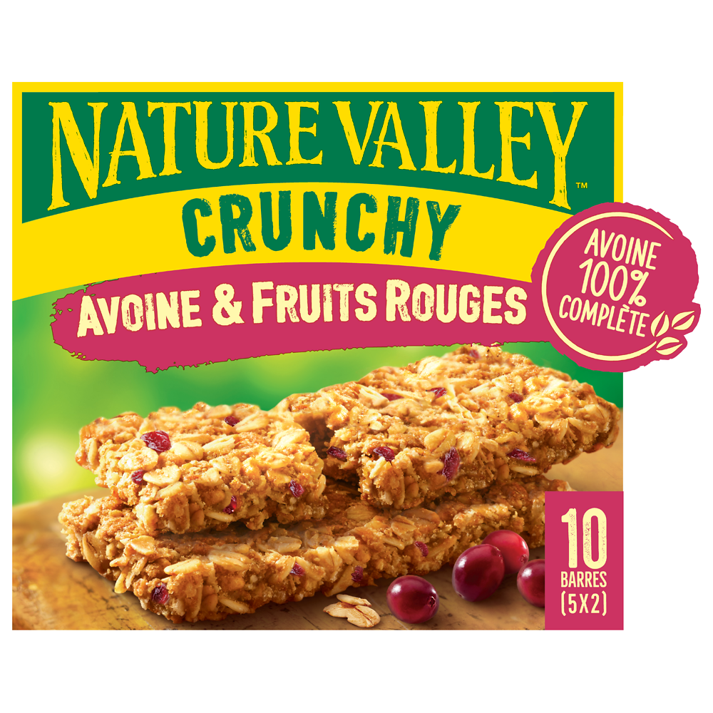 Barres céréales Crunchy avoine & fruits rouges NATURE VALLEY 5x42g