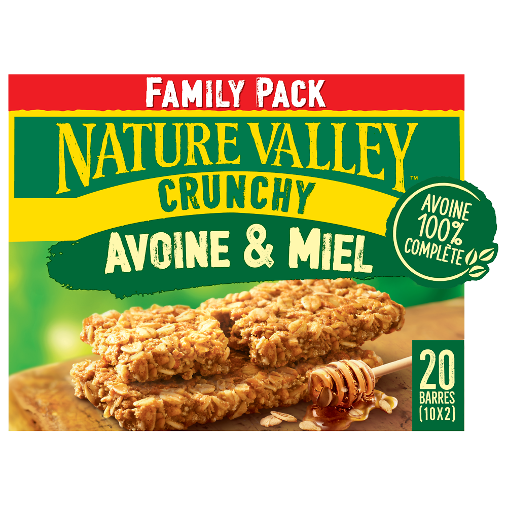 Barres crunchy avoine & miel NATURE VALLEY X20(10x2), 42g, family pack