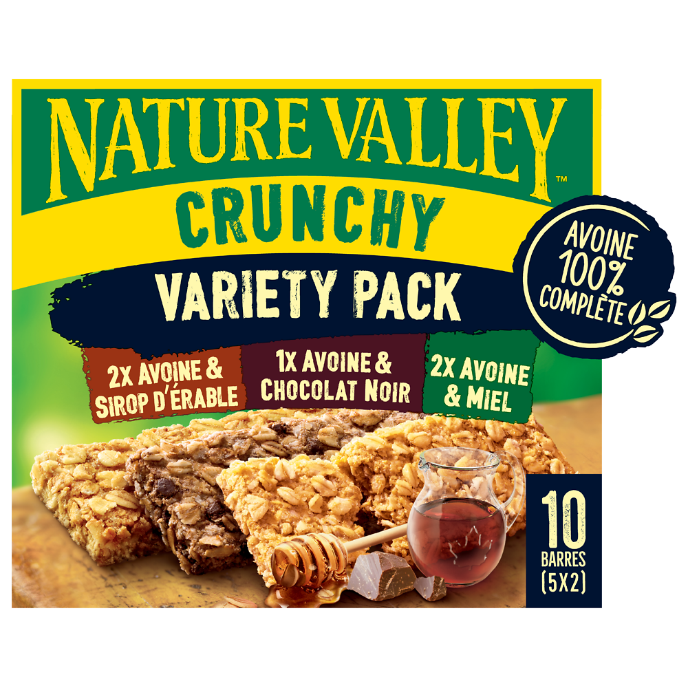 Barres céréales crunchy NATURE VALLEY, variety pack x5, 210g