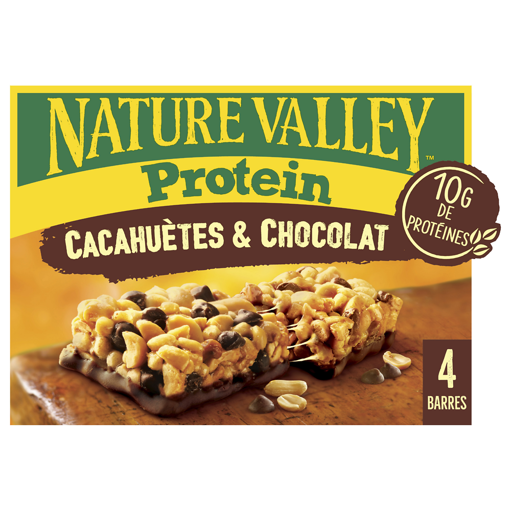 Barres céréales Protein cacahuètes & chocolat NATURE VALLEY 4x40g