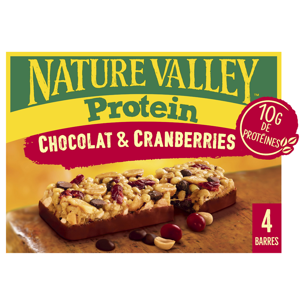 Barres céréales Protein chocolat & cranberries NATURE VALLEY 4x40g