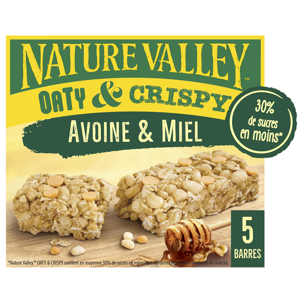 Barres céréales Oaty & Crispy avoine & miel NATURE VALLEY 5x23g