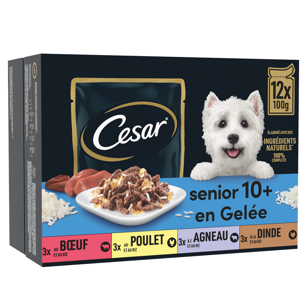 Sachets fraîcheur chien sénior 10+ en gelée CESAR - 12x100g