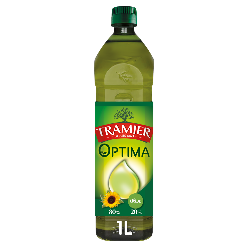 Huile optima olive + tournesol TRAMIER, Bouteille 1L