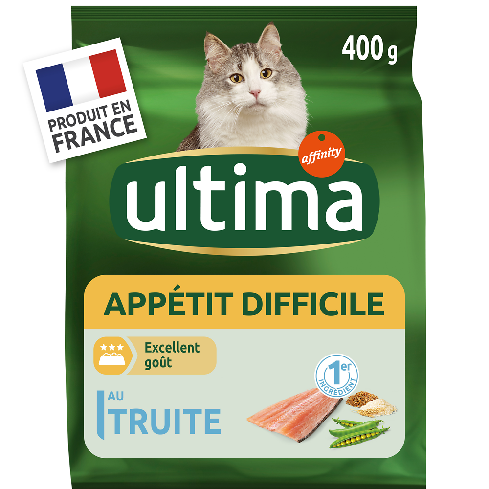 Croquettes pour chat à l'appétit difficile ULTIMA, 400g