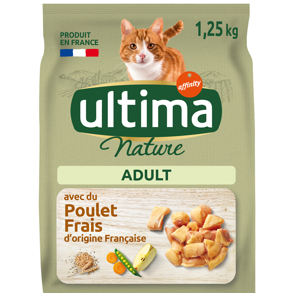 Croquettes pour chat adulte au poulet ULTIMA NATURE, 1,25kg