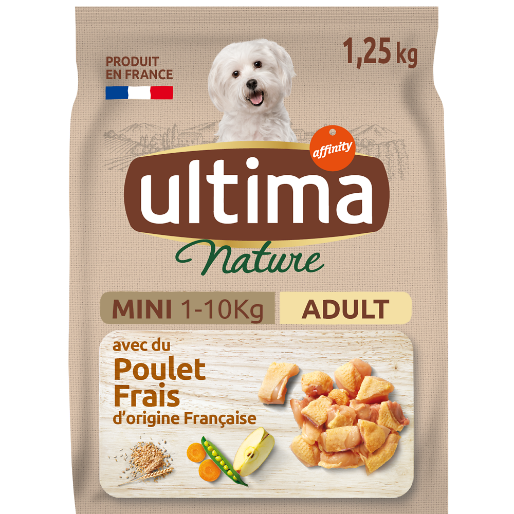 Croquettes pour chiens minis au poulet ULTIMA NATURE, 1,25kg