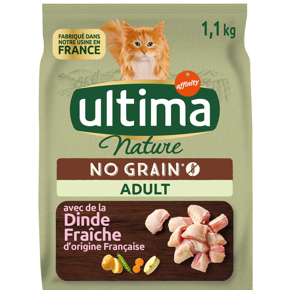 Croquettes pour chat à la dinde no grain ULTIMA NATURE, 1,1kg