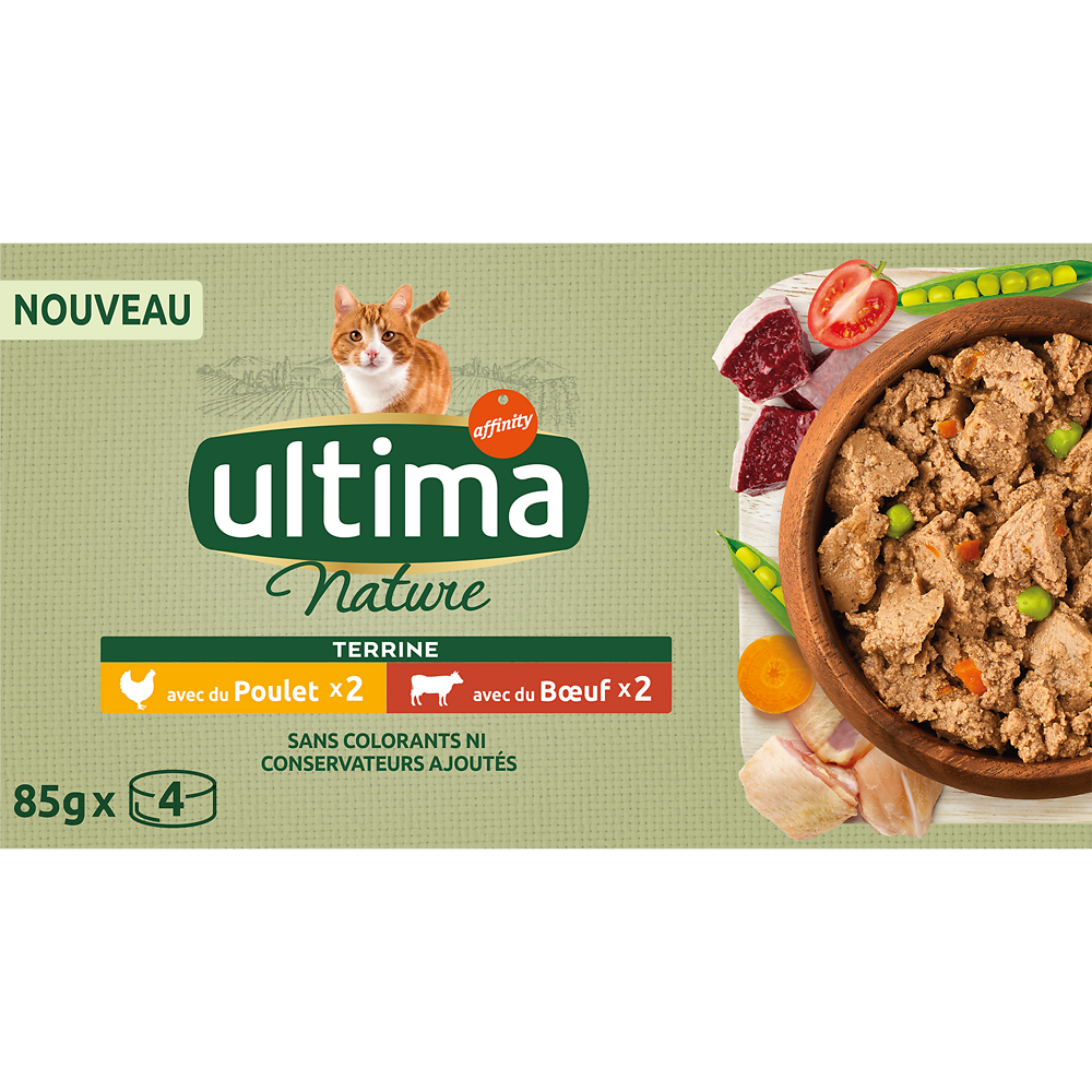 Sachets fraîcheur pour chat Multi-pack Poulet et Boeuf ULTIMA NATURE -4x85g