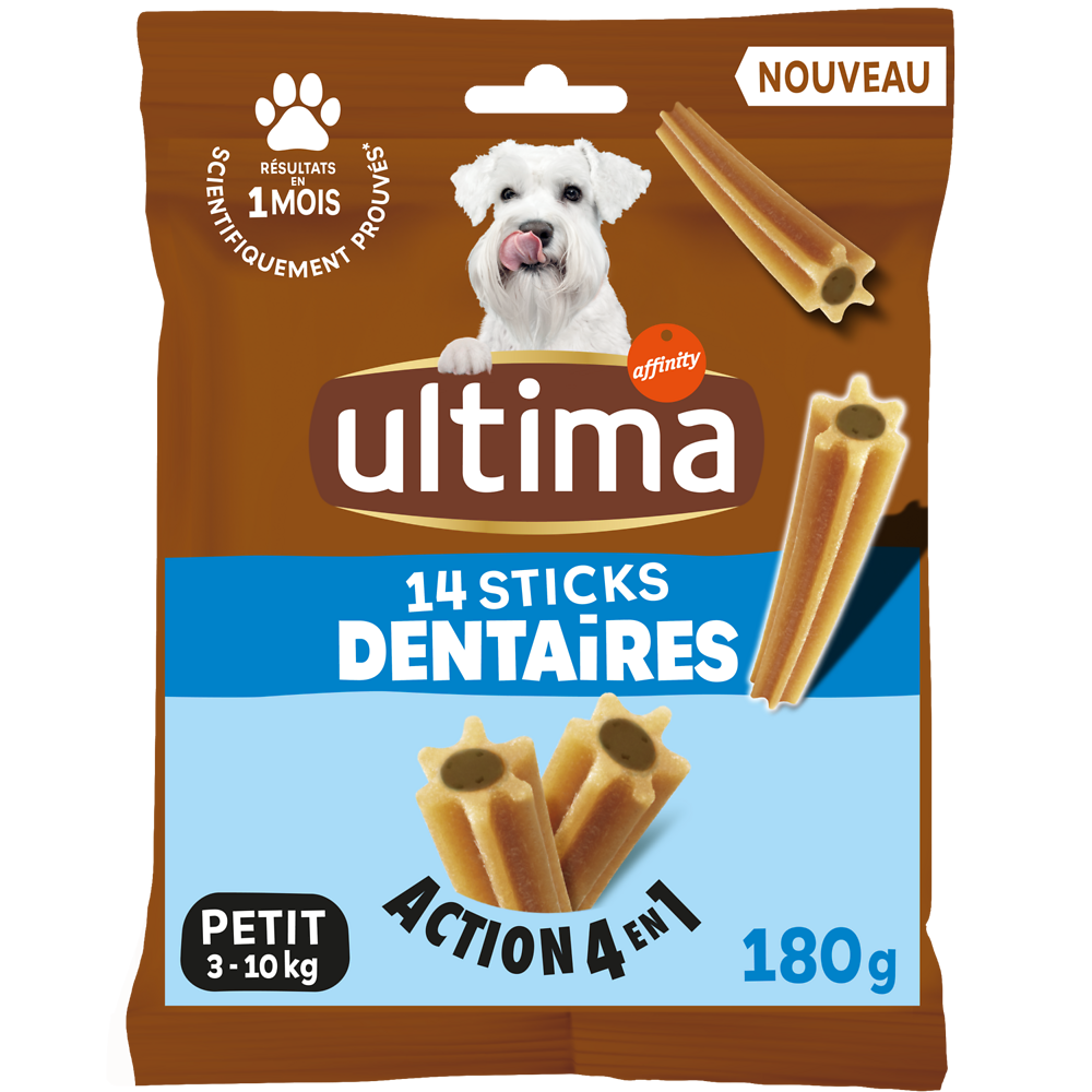 Sticks Dentaires pour Petit Chien 2 semaines ULTIMA, 180g