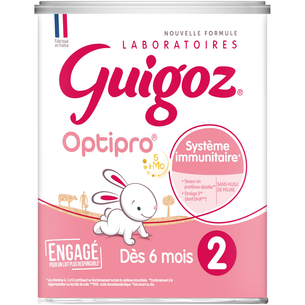 Lait infantile en poudre 2ème âge 6-12M GUIGOZ OPTIPRO - Boîte 830g