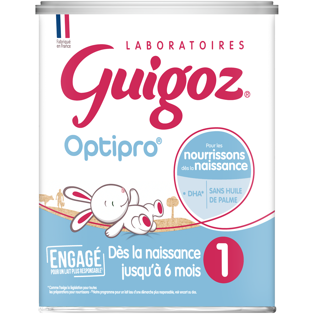 Lait infantile en poudre 1er âge 0-6M GUIGOZ OPTIPRO - Boîte 830g