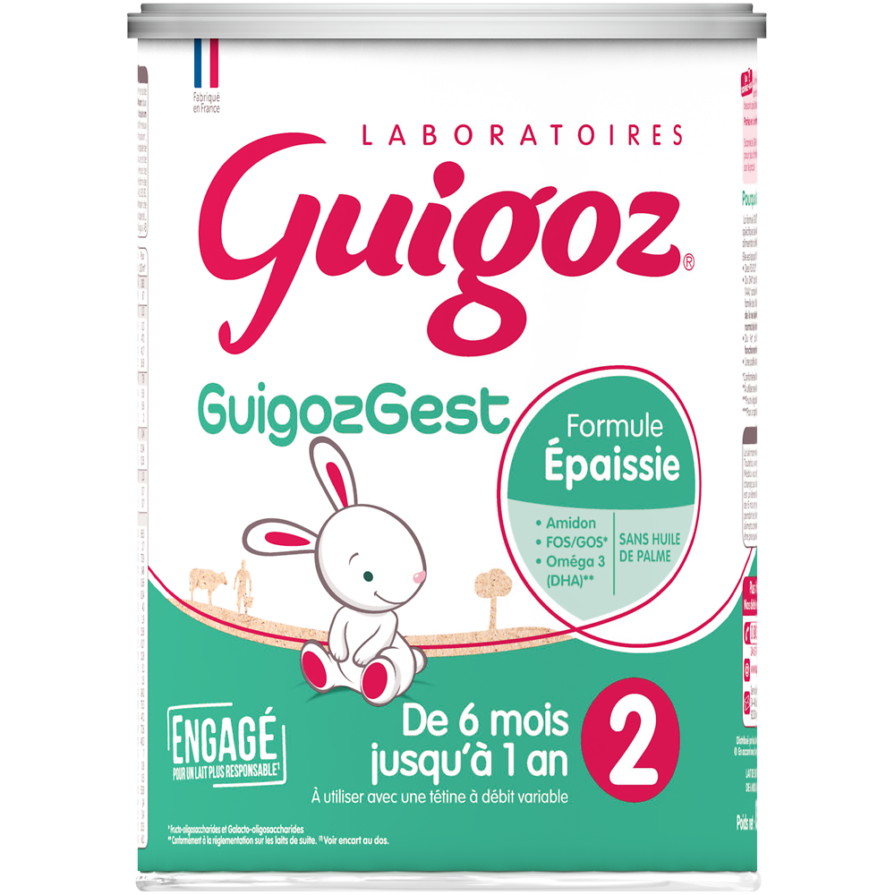 Lait infantile en poudre 2ème âge 6-12M GUIGOZGEST - Boîte 830g